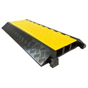 Kable Kontrol ATLAS Heavy Duty Cable Protector - 3 Channel - Rubber - 2.125" H x 2.5" W Channels - Black Base / Yellow Lid CP9986